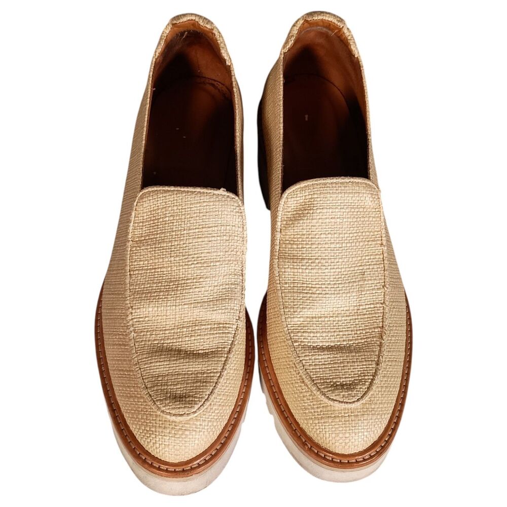 M. Gemi Womens 38/8 The Eva Woven Raffia Platform Loafers Beige Tan Lug Sole - Picture 6 of 15